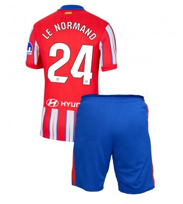 Atletico Madrid Robin Le Normand #24 Hemmakläder Barn 2024-25 Kortärmad (+ Korta byxor)
